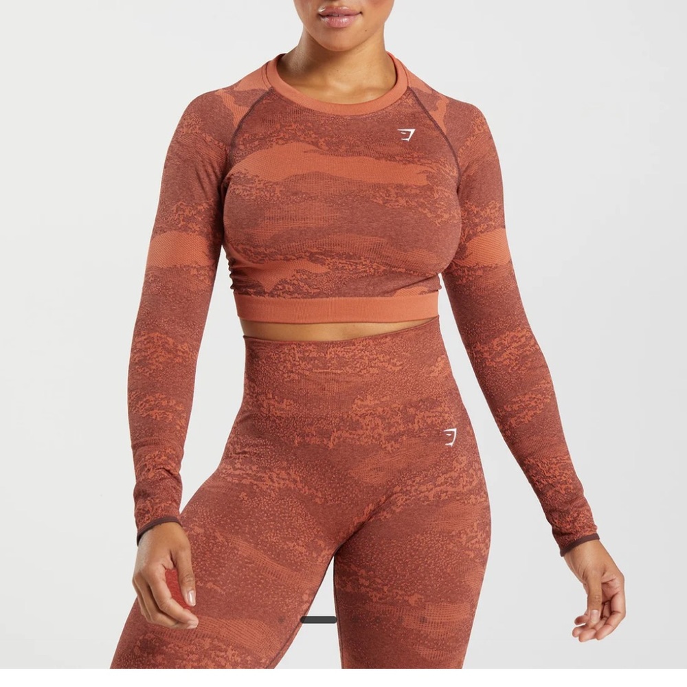Gymshark Adapt Camo Long sleeve lace top and seamless legging
